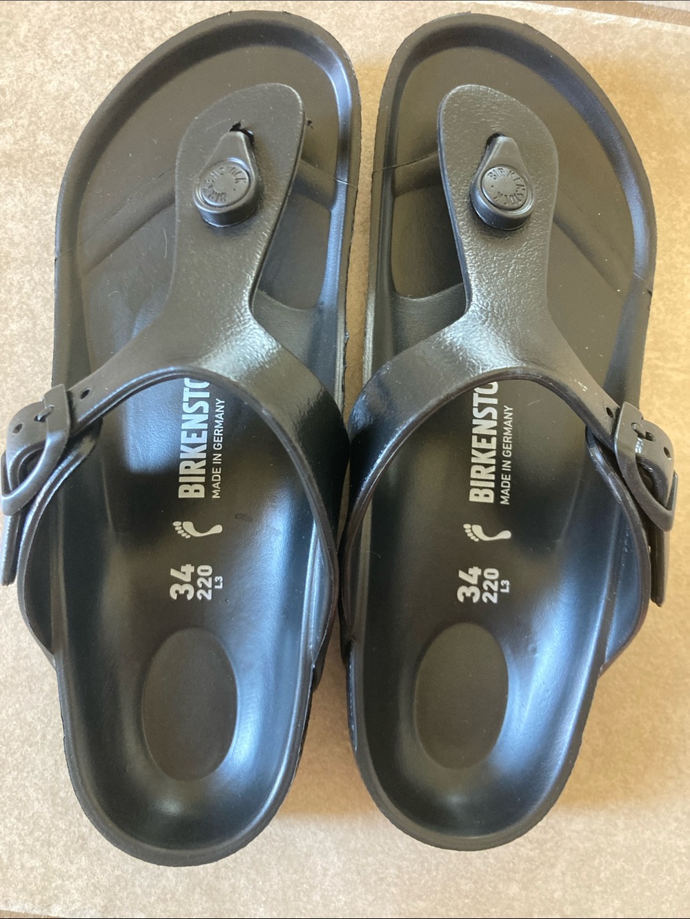 Birkenstock Black EVA Thong Sandals with Buckle